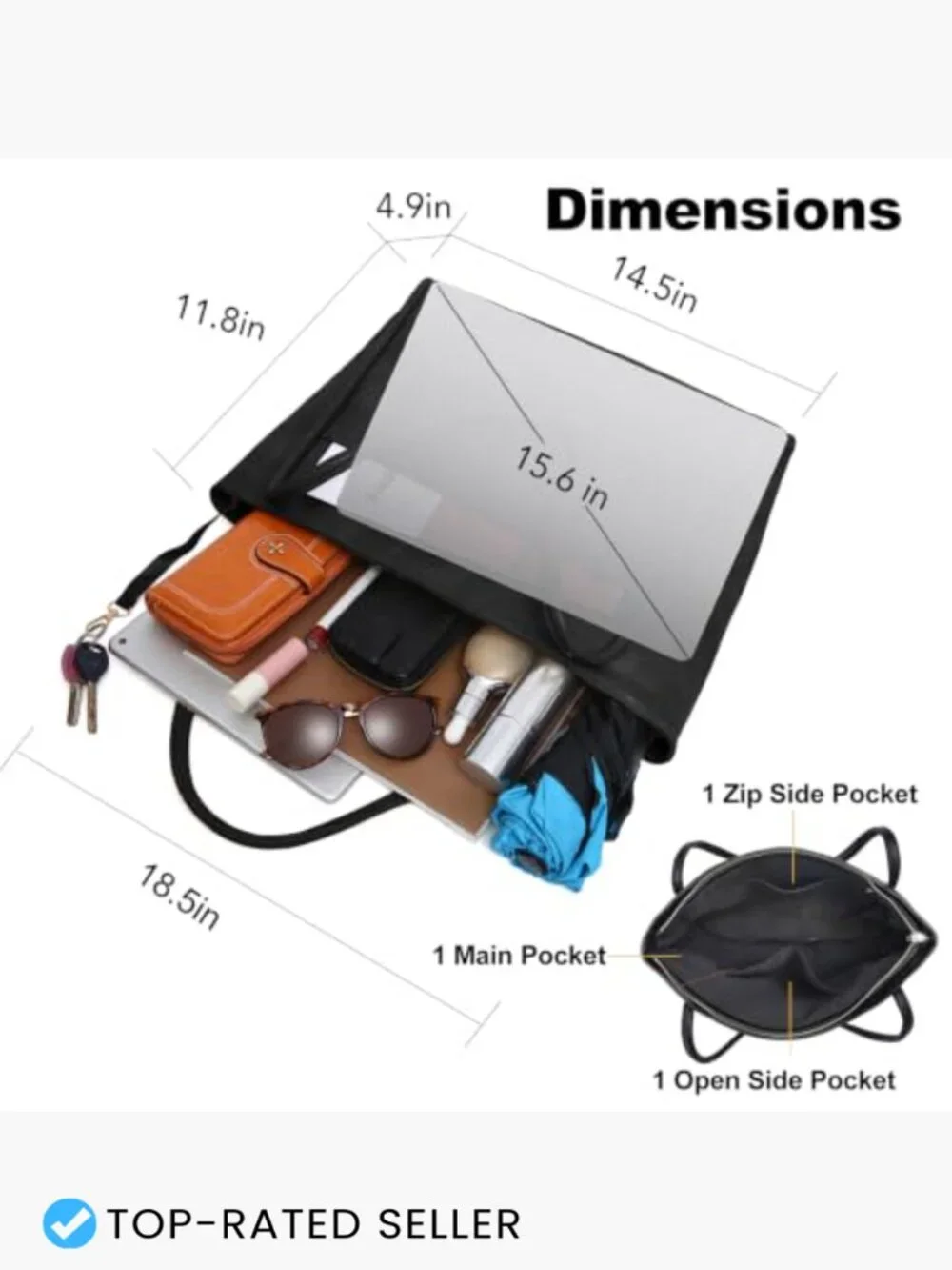 Large Vegan Leather Tote Bag for Women Work Shoulder Handbag Spacious Chic